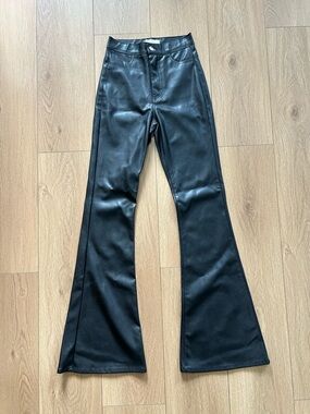 Vibrant M.I.U. Black Faux Leather Flare Pants